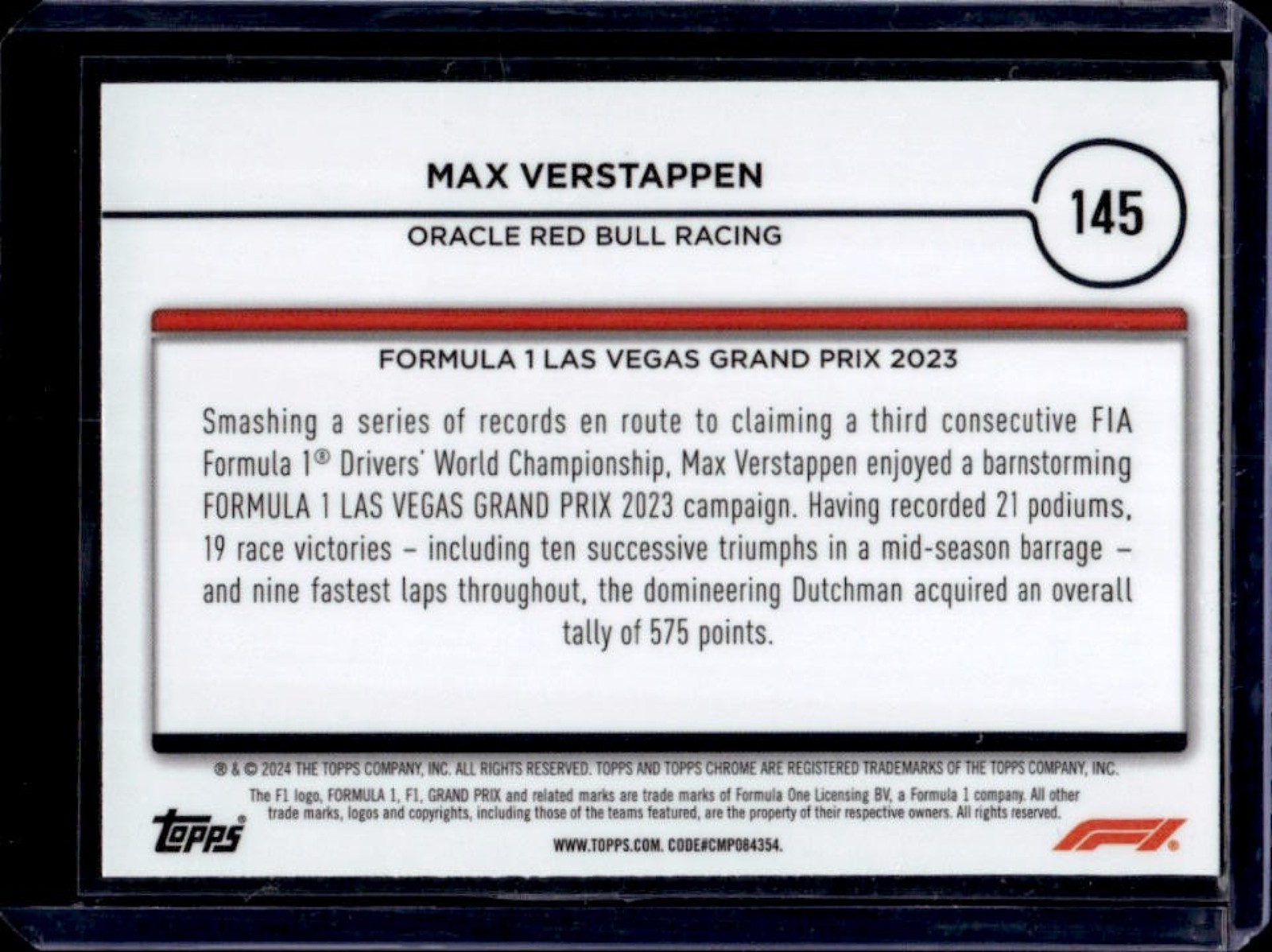 2024 Topps Chrome F1 F1 Max Verstappen Checker Flag Gold Refractor #/50 view 2