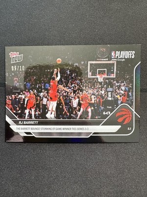 RJ Barrett Playoffs OT Bounce - 2025-26 NBA Topps NOW Card 288 Black Foil 9/10