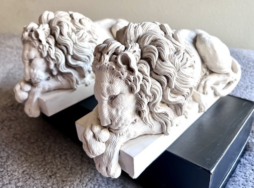 Lot Of 2 Canova’s Sleeping Lion Statue Hand Made UK 13” Two Sleeping Lions - Bild 7 von 16