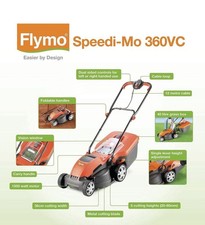 Flymo Speedi-Mo 360VC 1500W Electric Lawnmower (967663301), 36cm Cutting Width