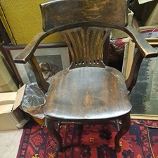 Early 20th Century Oak Captains Desk Chair / Armchair