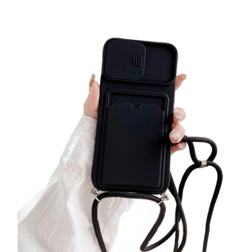 Card Storage Phone Case With Sliding Camera Cover Detachable Strap For Phone 15 - Picture 14 of 14
