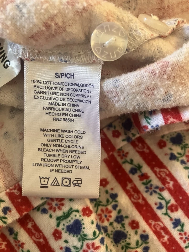 Lanz of Salzburg Womens Red Tyrolean Cotton Flannel Pajamas PJ Set Sz S AS IS - Image 4 of 4