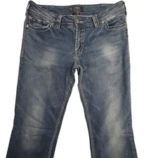 Silver Jeans Co Suki Surplus Jeans Womens 34x34 Blue Denim Flap Pockets Stretch