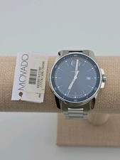 Movado BOLD Verso Automatic Blue Dial Stainless Steel Bracelet Watch 43mm Mens