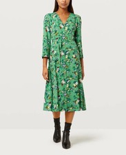 Finery Danielle Shirt Dress UK 18 Green Floral Summer Wedding Party