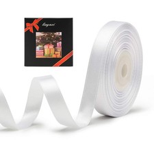 Double Faced Satin Ribbon 1/2 Inch x 25 Yards White Solid Color Gift Wrapping