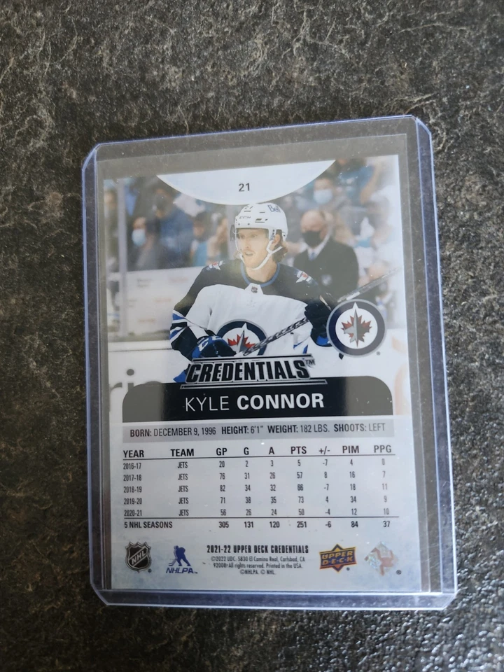 2021-22 Upper Deck Credentials 232/399 Kyle Connor Card# 21 - Image 2 of 2