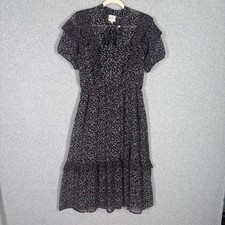 Knox Rose Tiered Sheer Peasant Midi Dress Medium Coquette Feminine Boho Cottage