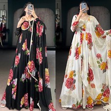Designer Floral Anarkali Dress For Women Readymade Gown With Dupatta Partywear