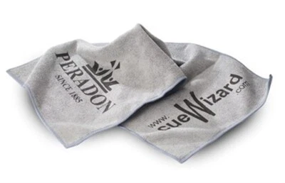 PERADON GREY MICROFIBRE CUE TOWEL. HELPS TO KEEP YOUR CUE CLEAN FROM TACKINESS. - Image 1 of 2