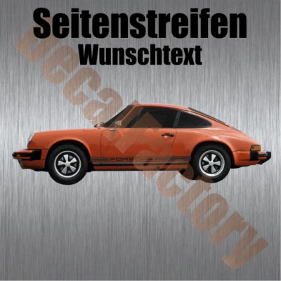 DECALFACTORY Aufkleber Seitenstreifen SET im Porsche-Design WUNSCHTEXT