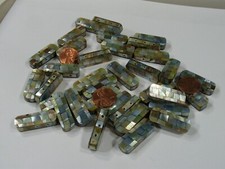 30 Pieces 7x11x31mm Handmade Mother of Pearl Inlaid Shell Beads VX-15   