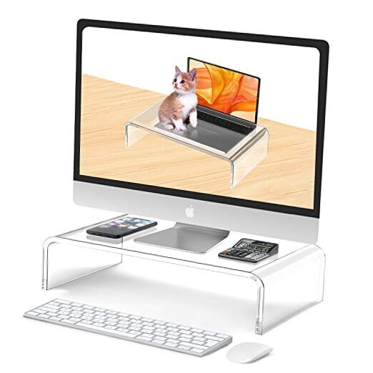 Acrylic Monitor Stand Riser Acrylic Laptop Stand for Desk Clear 14in-1Tier