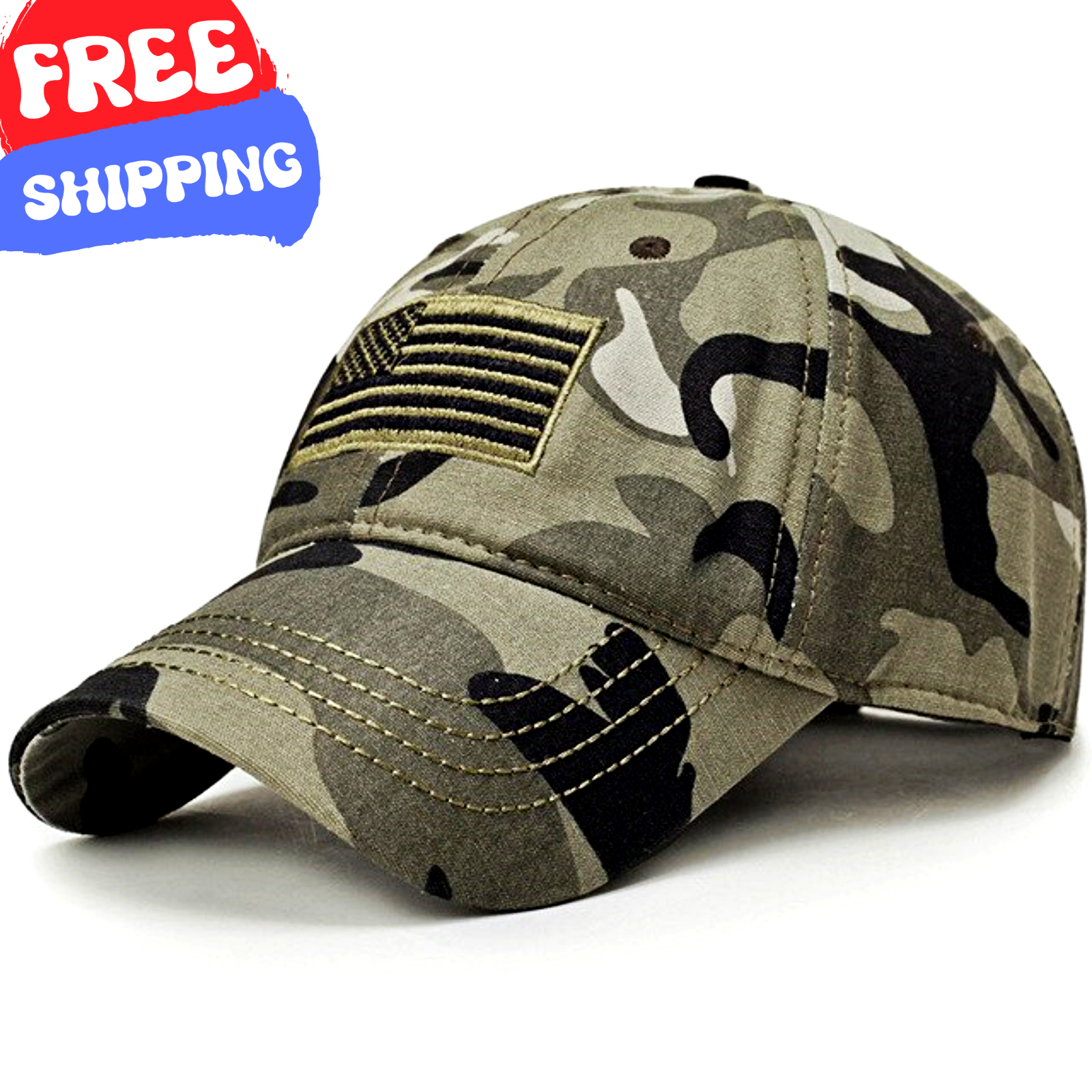 BASEBALL CAP Casual Fashion Outdoor Sun Hat Men Style Flag America Camouflage