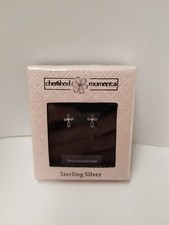 Childrens Sterling Silver Open Infinity Cross Earrings