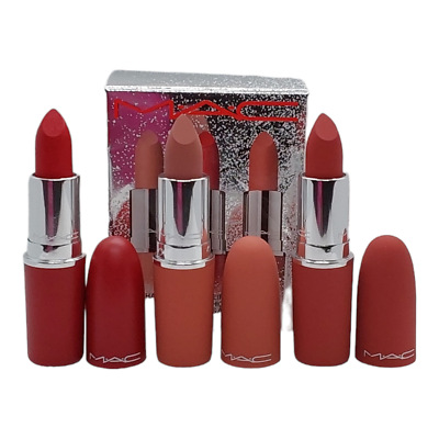 MAC Hail To The Chic Lipstick Trio Retro & Powder Kiss Lipstick 3