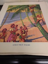 VINTAGE 1930s School Print - Coco Nut Palms By Dorothy Newsome 
