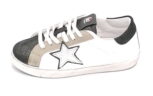 SNEAKERS BIANCHE CON STELLA GLITTER ARGENTO