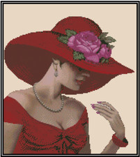 Lady in Red Counted Cross Stitch Chart  No. 24-166