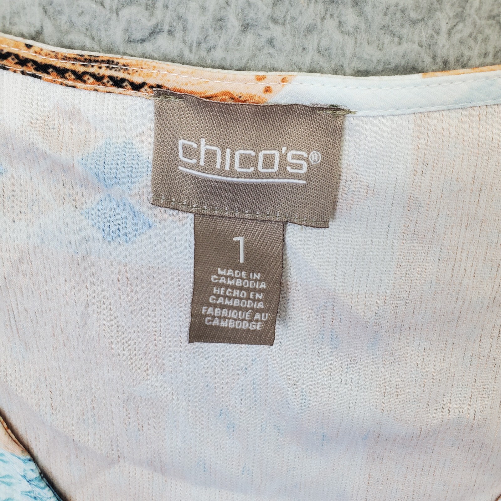 Chico's Blouse Womens Medium Multi Patchwork Tie … - image 3