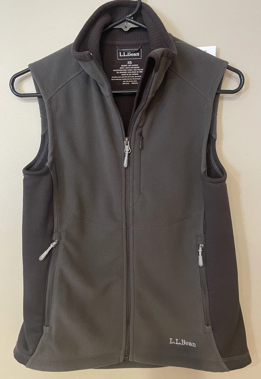 LL Bean Fleece Vest Women’s XS Full Zip Polertec Windbloc Brown taupe