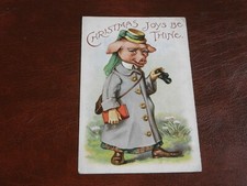 ORIGINAL  ANTHROPOMORPHIC PIG POSTCARD - STEWART & WOOLF.