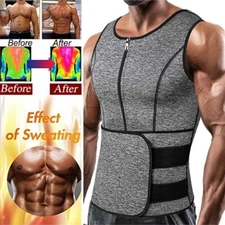 Men Sauna Sweat Vest Shirt Body Shaper Waist Cincher Fat Burn Tank Top Shapewear