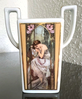 Alphonse Mucha Henkelvase Goebel  Artis Orbis ''Schlaf'' 9 cm Sammlerstück!