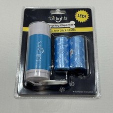 Tail Lights Dog LED Poop Bag Dispenser with Leash Clip and 3 Refills 30 Bags New