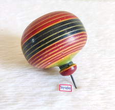 19c Antique Lacquered Silver Nail Spinning Toy  Wooden Box Collectible TOY484