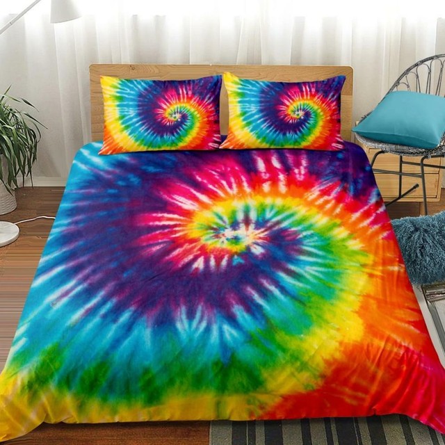 2/3Piece Bold Rainbow TieDye Duvet Cover Set Bedding eBay
