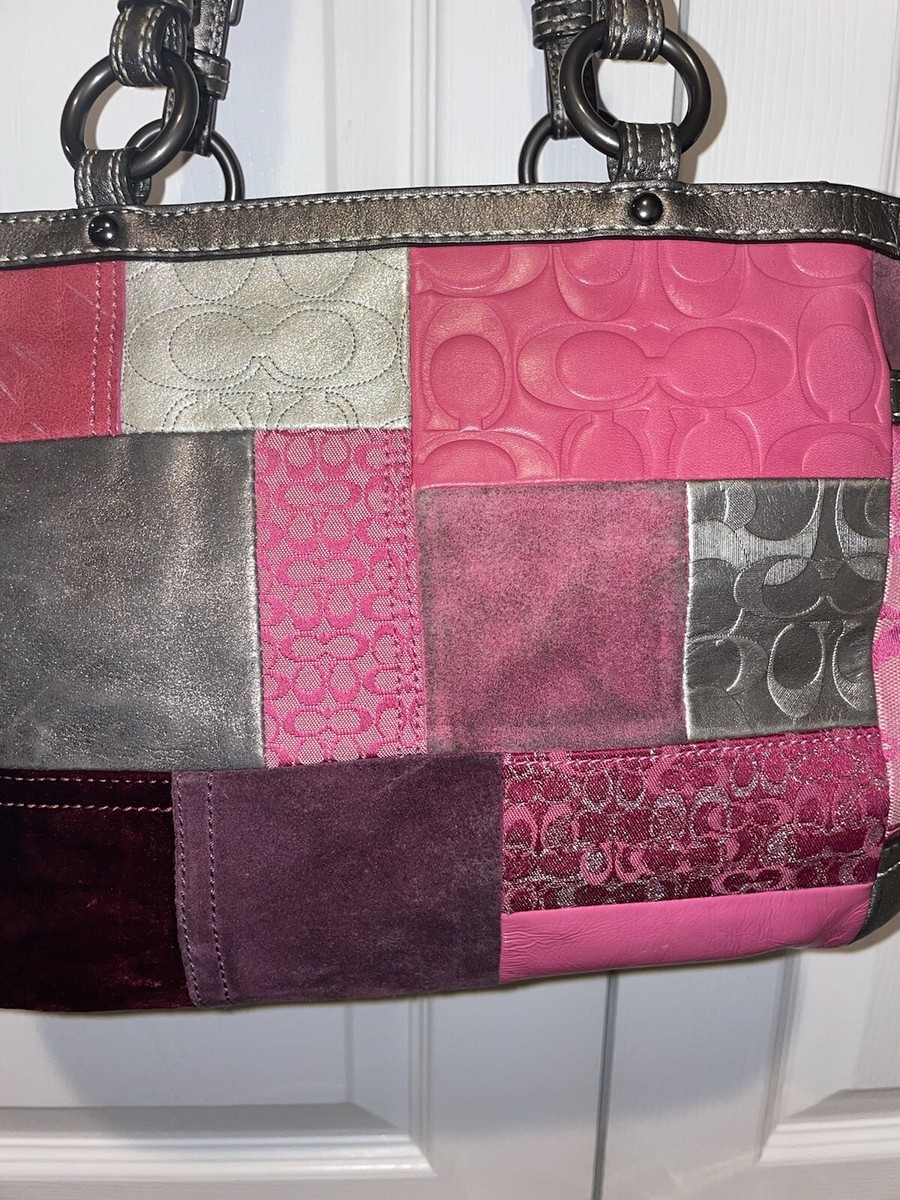 バッグ Coach Signature Patchwork Hand Bag Pink Coach Signature Patchwork Tote Shoulder Bag￼￼. Limited