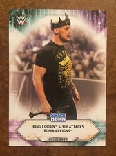 King Corbin Slyly Attacks Roman 18 WWE 2021 Topps Card