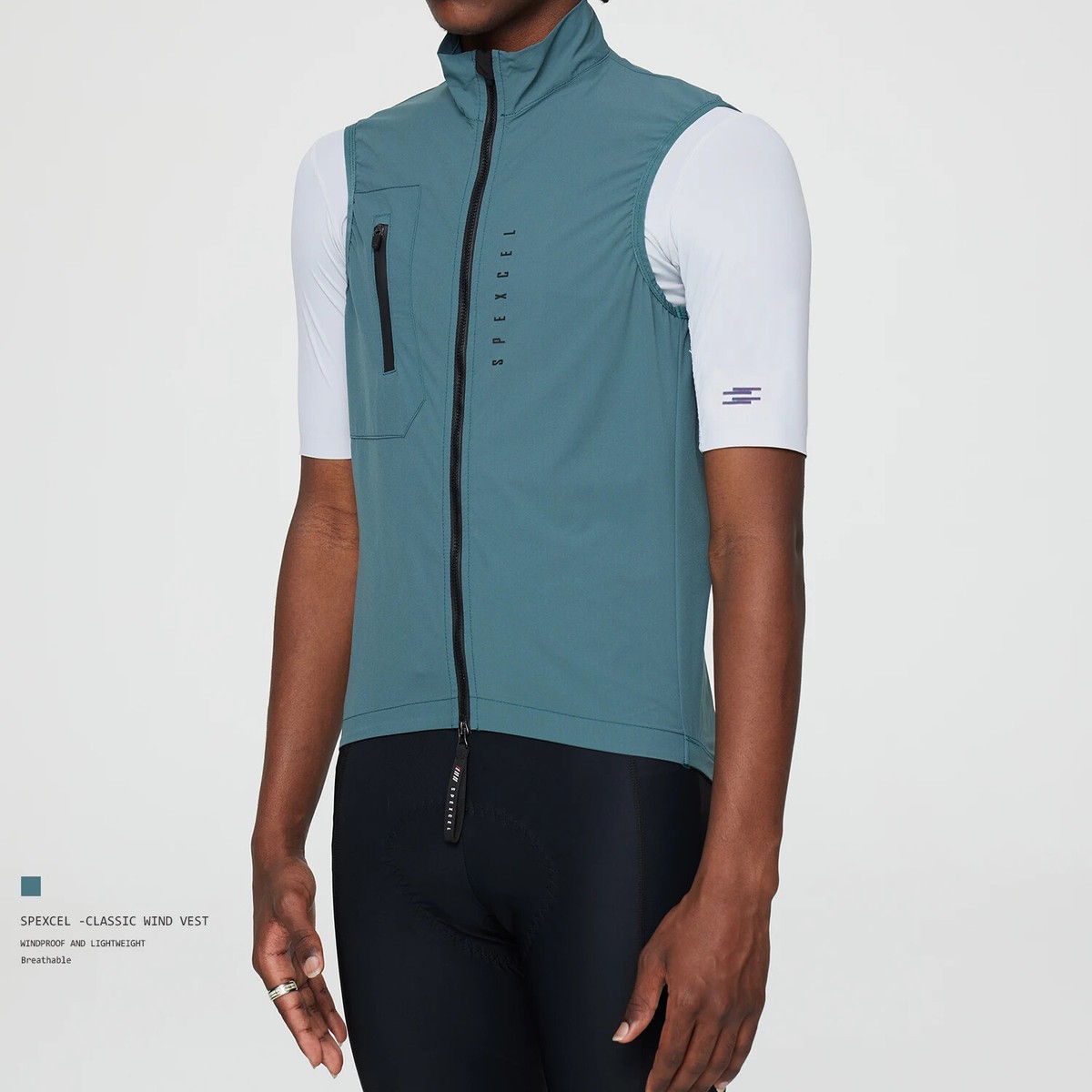 【Raucohouse】Spring nylon 2-way zip-up vest Wind Tight Vest Cycling Wind Vest Stretch Material with Two