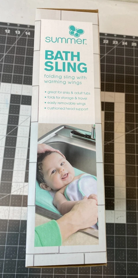 Eslinga de baño verde menta para bebé de verano con alas de calentamiento soporte para la cabeza del bebé Foto 4 de 4