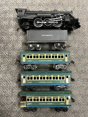 Lionel Prewar O 1666E Steam Locomotive 3 Car Blue Passenger Set 1692, 1693 - Foto 7