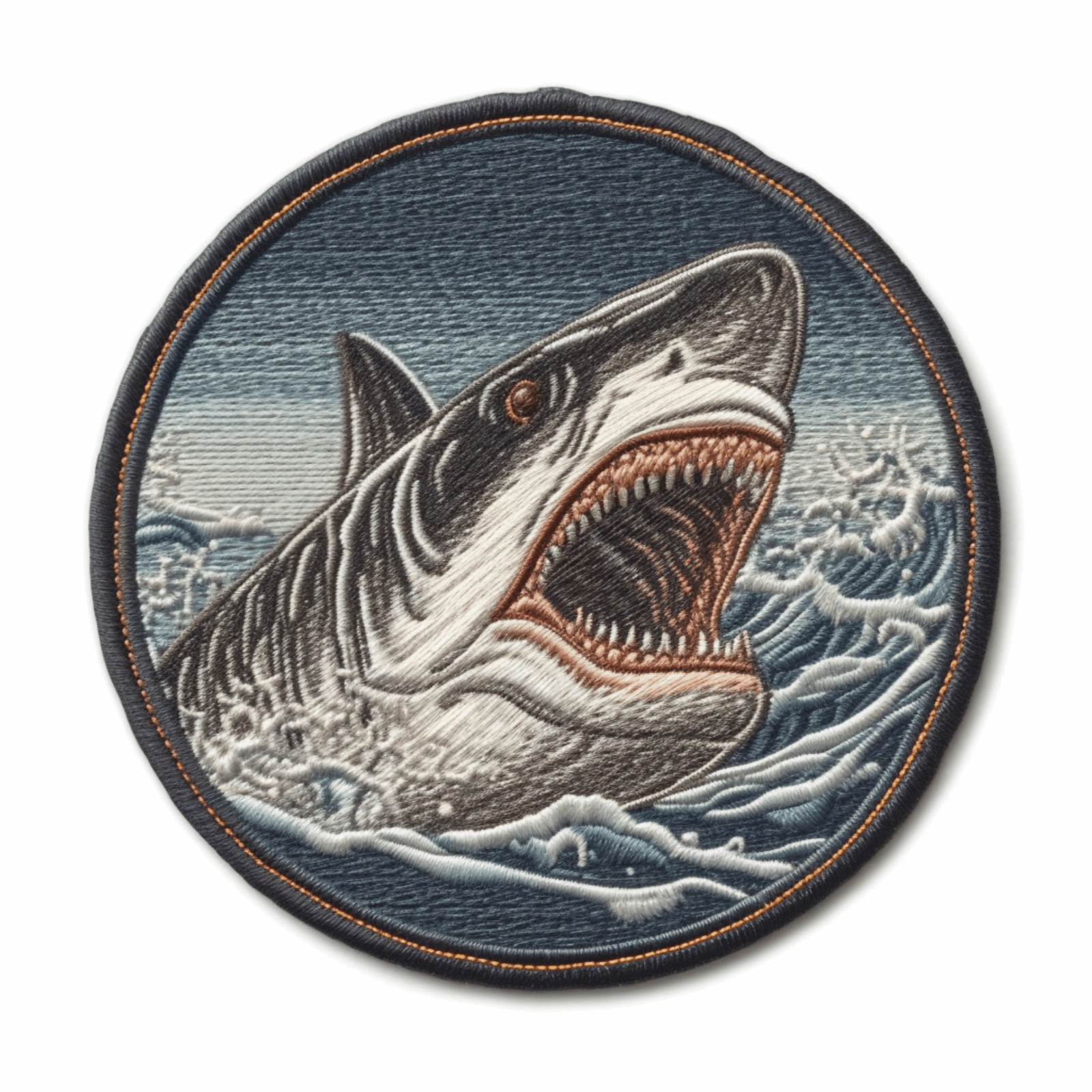 Great White Shark Patch Iron-on Applique For Clothing Vest Jacket - Sea Creature