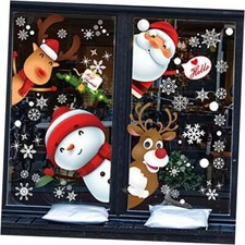 130PCS Christmas decoratives Window Stickers, Holiday Snowflake Santa Claus