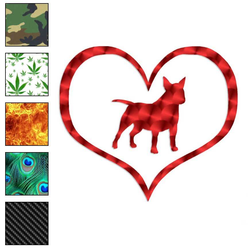 Heart Miniature Bull Terrier, Vinyl Decal Sticker, 40 Patterns & 3 Sizes, #1484