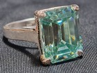 *CERTIFIED* HUGE 9.80 CT LIGHT BLUE EMERALD CUT HPHT DIAMOND RING SIZE 7 — photo 8