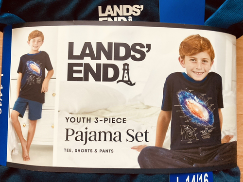 Lands End Boy's Galaxy Theme 3 Piece Pajama Set Size L 14/16 - Picture 2 of 5