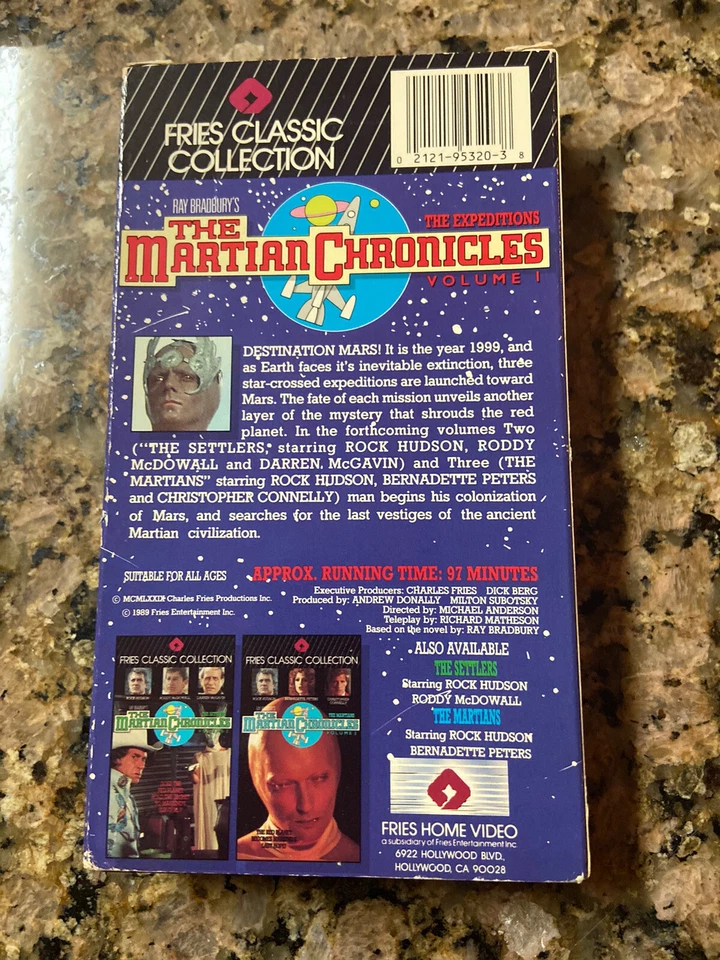 Vintage Fries 1989 The Martian Chronicles Sci Fi VHS Cassette Tape Rare Foto 2 de 3