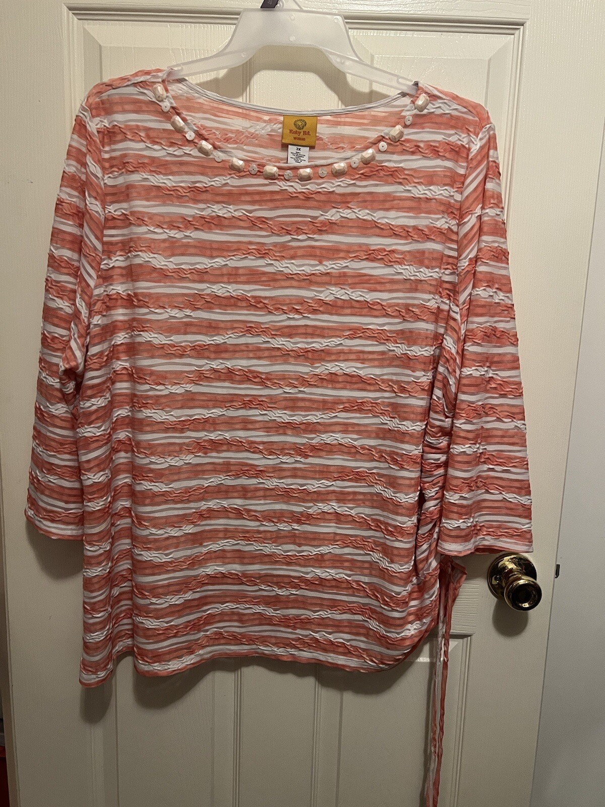 RUBY RD LADIES PLUS ORANGE WHITE STRIPED STRETCH … - image 3
