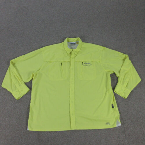 Cabelas Shirt Mens XXL Yellow Guidewear Long Slee… - image 1