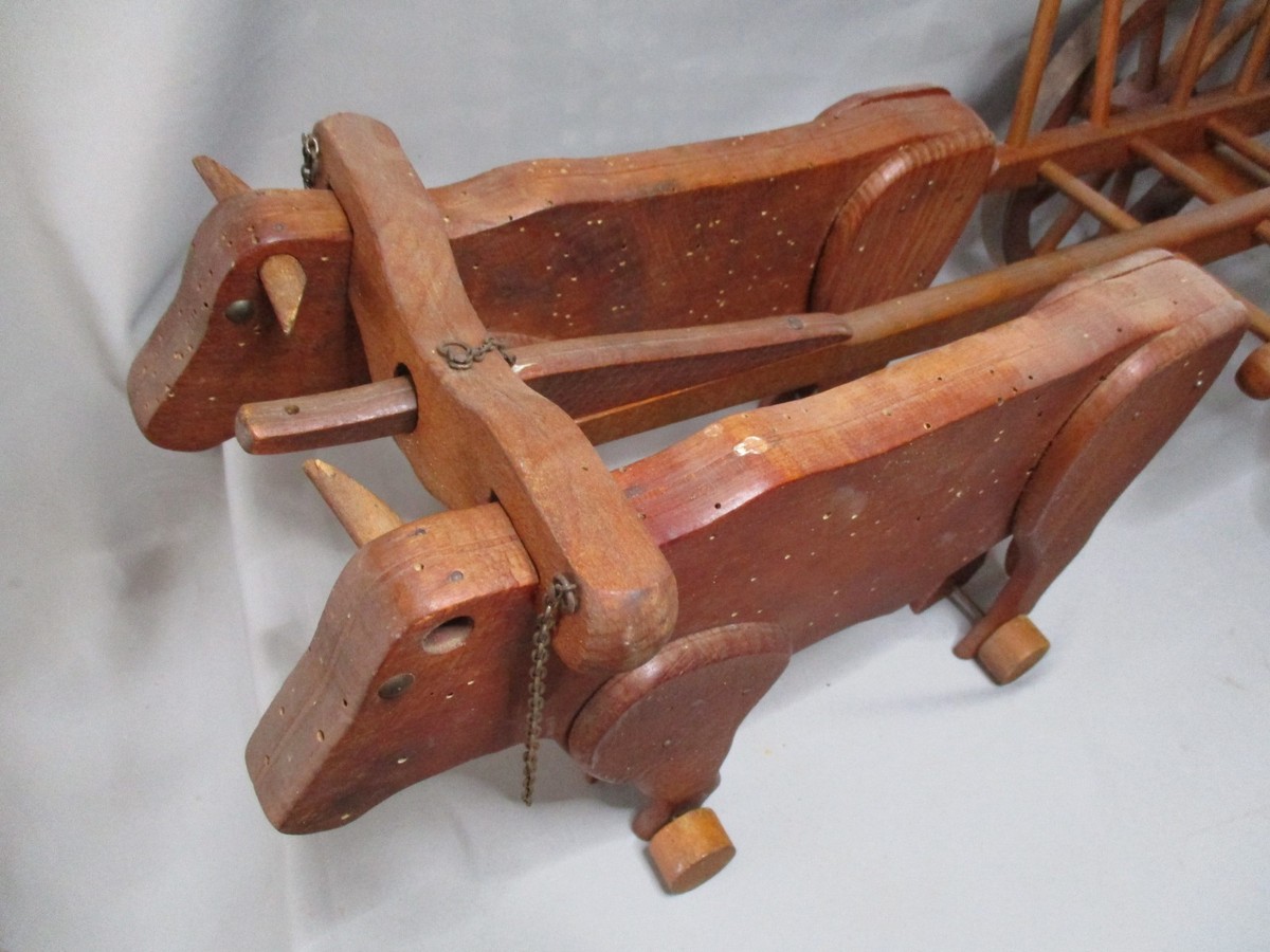 Jouet Miniature Dejou - Char à Boeufs Attelage Auvergnat - Bois - Années 60/70