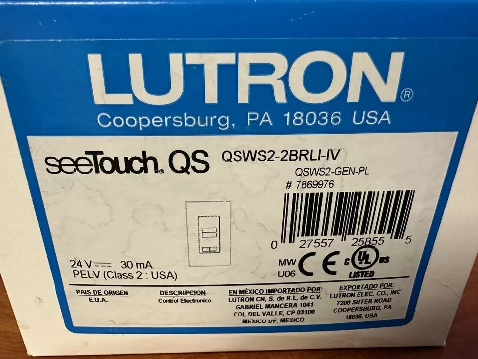 Lutron QSWS2-2BRLI-IV seeTouch QS 2-Button Wallstation Raise Lower NEW