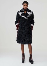 New Drome Reversible Black White Red Shearling Sheepskin Fur Coat S Italy Nwt