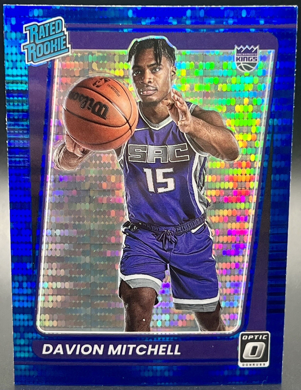 2021-2022 Panini Optic Basketball Rated Rookie #155 Davion Mitchell Blue Pulsar