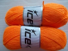 Ice Yarns baby Wool yarn, neon orange  lot of 2 (165 yds ea)